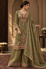 Antique Olive Copper Jewel Palazzo Set