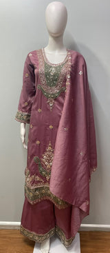 Dusty Mauve Olive Jewel Palazzo Set