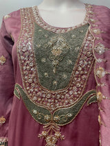 Dusty Mauve Olive Jewel Palazzo Set