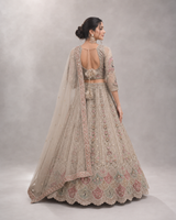 Taupe Rose Silver Bridal Lehenga Ensemble