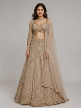 Champagne Gold Sequin Bridal Lehenga Ensemble