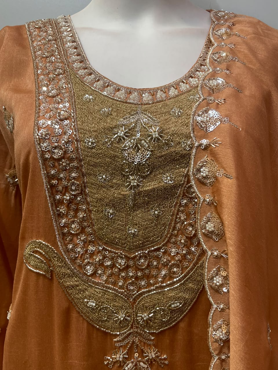 Burnt Copper Gold Jewel Palazzo Set