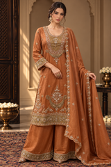 Burnt Copper Gold Jewel Palazzo Set