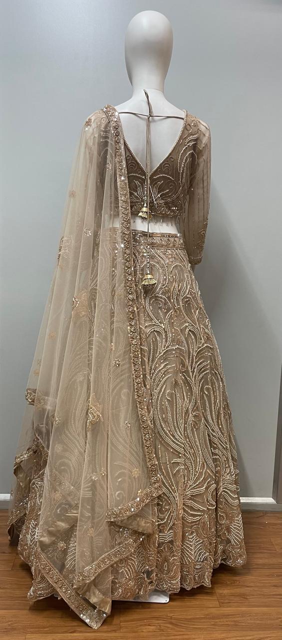 Champagne Gold Sequin Bridal Lehenga Ensemble