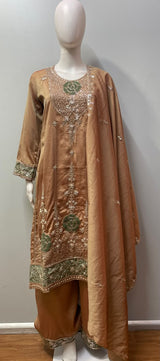 Burnt Copper Olive Floral Palazzo Set