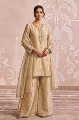 Champagne Scallop Embroidered Palazzo Set