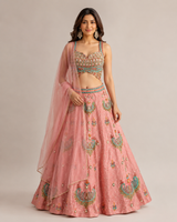 Blush Peacock Mirror Lehenga Ensemble