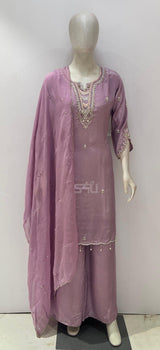 Dusty Lavender Embroidered Palazzo Set