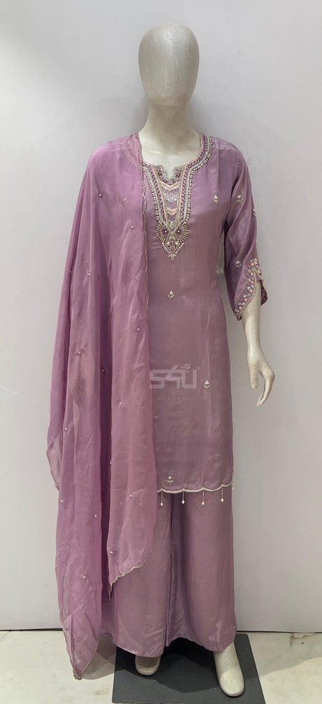 Dusty Lavender Embroidered Palazzo Set