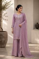 Dusty Lavender Embroidered Palazzo Set