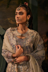 Beige Embroidered Festive Kurta Set